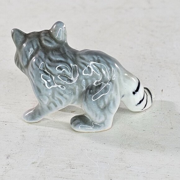 Vintage Bone China Raccoon Figurine Gray Miniature - Picture 4 of 8